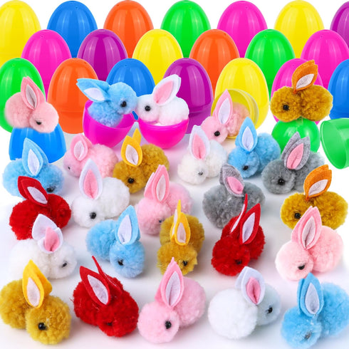 Grastfu 36 Pack Easter Eggs Fillers with Mini Bunny Plush Basket Stuffers