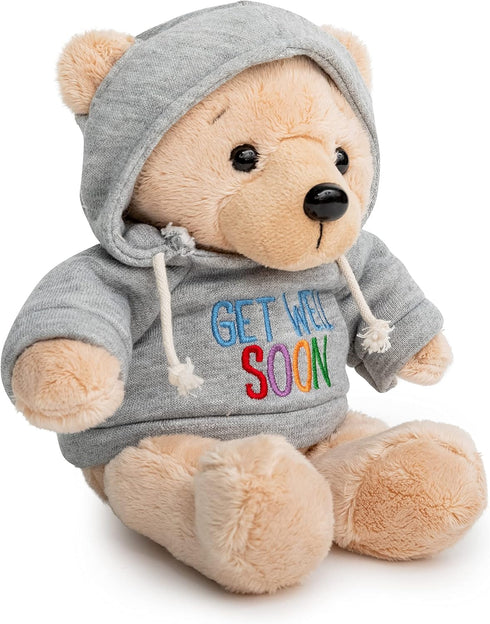 Ganz 9" Get Well Soon Teddy Bear - Gray Hoodie Feel Better Gift for Kids & Women