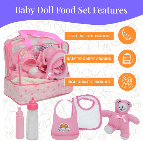 Set The New York Doll Collection Baby Doll Feeding & Caring Accessory in Zippered Carrying Case