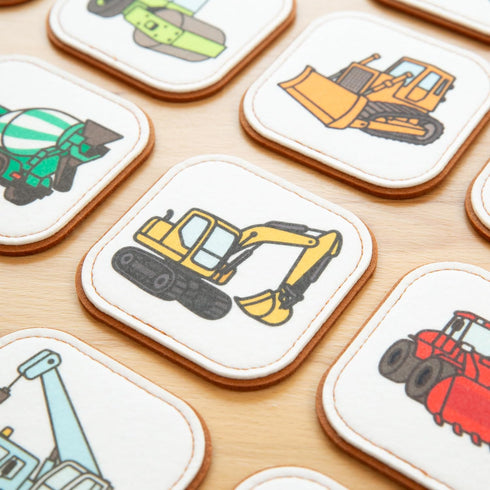 1+ Felt Construction Matching Game for Toddlers Truck Memory Game & Flash Cards Soft and Safe for Ages Montessori