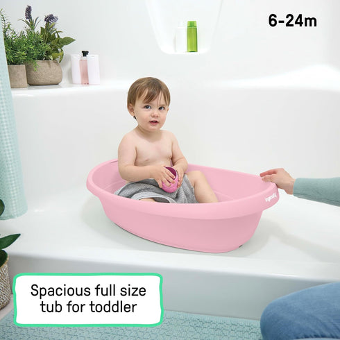 4-in-1 2 0M+ Ingenuity Room to Soak Baby Bath Tub in Pink, Newborn to Toddler, Adjustable Full Coverage Sling