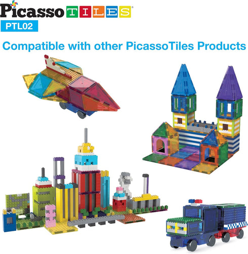 PicassoTiles Magnetic Brick Tiles STEM Building Block Set, Creative Magnetic Tiles Construction Toy Educational