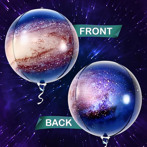 KatchOn Big Galaxy Balloons - 22 Inch Pack of 6, 360 Degree 4D Round Sphere Balloons for Space Themed Party Decorations