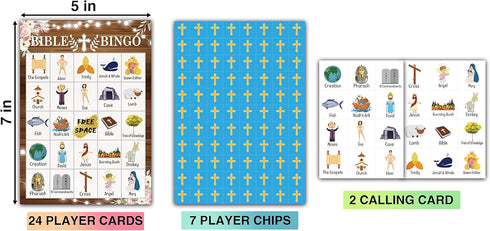 Bible Bingo Party Game Cards, Christian Nativity Bingo, Party Favor for 24 Players, Adult Party Games Supplies for