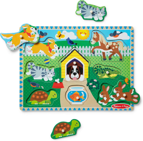 Melissa & Doug Pets Wooden Peg Puzzle, 8 pcs