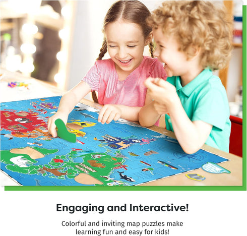 World Map Puzzle for Kids - 75 Piece - World Puzzles with Continents - Childrens Jigsaw Geography Puzzles for Kids Ages 4-8, 5, 6, 7, 8-10 Year Olds - Globe Atlas Puzzle Maps