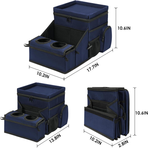 2-in-1 11 Backseat Organizer for Kids & Adults Car Seat Cooler Warmer with Writing Tray, Cup Holders & Storage