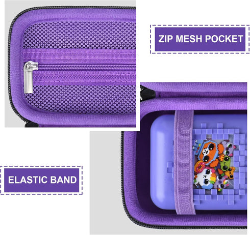 Hard Carrying Case for Bitzee Interactive Toy Digital Pet, Black+Purple Protective Storage Case with Zipper Pocket