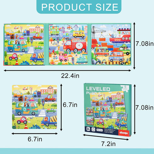 ASTARON Magnetic Puzzles for Toddlers, 25-30-42 pieces Traffic Learning Magnet Puzzles for Kids Birthday Gifts
