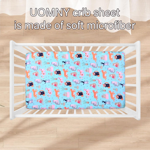 1 Pack UOMNY Crib Sheet,Cat Crib Sheets Baby Sheet for Standard Crib and Toddler Mattresses Nursery Bedding Sheet Crib