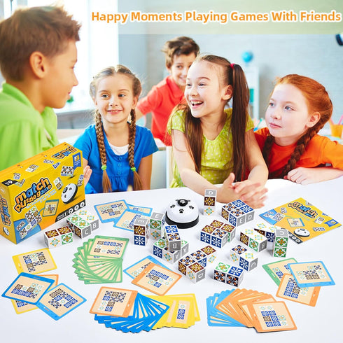 varbertos Wooden Matching Game Puzzle Games, Pattern Block Match Puzzles Building Cubes with Bell for Kids and Adults