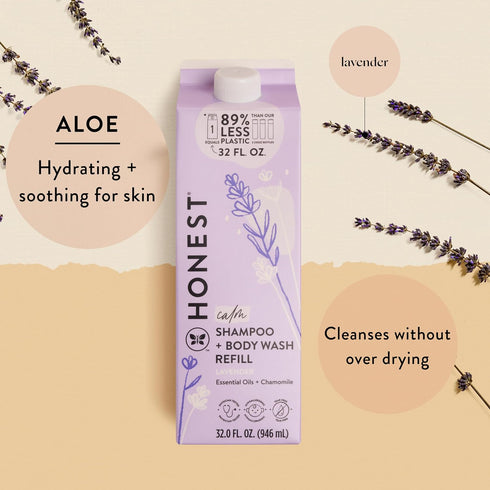 2-in-1 32 oz The Honest Company Cleansing Shampoo Body Wash Refill Carton Gentle for Baby, Naturally Derived