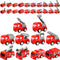 30 Pcs Mini Pullback Fire Truck Toy, Small Red Emergency Vehicles for Firefighter Party Supplies, 10 Styles