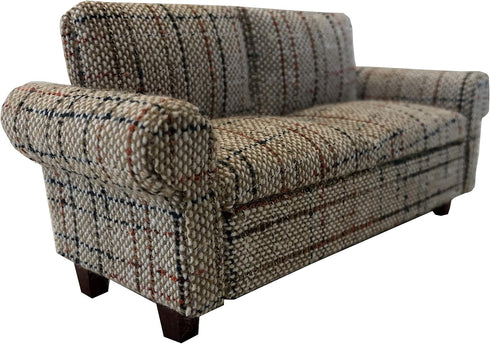 Brown Dollhouse Sofa Couch, Miniature Living Room Furniture Loveseat, 1/12 Scale, Accessories for 6 inch Dolls