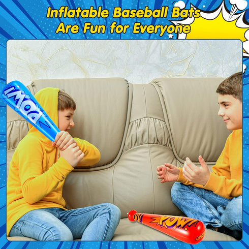 WILLBOND 48 Pcs Inflatable Baseball Bat Bulk, Party Favors Decorations with Pump for Sports Theme Supplies