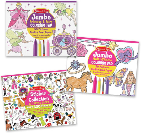 Melissa & Doug Sticker Collection and Coloring Pads Set: Princesses, Fairies, Animals,