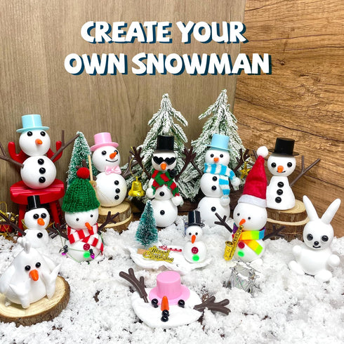 12 Pack PasTard Build A Snowman Kit Large Quantity Ultralight Clay Big Snowman Family Activities for Kids and Adults