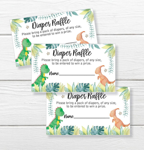 All Ewired Up 50 Dinosaur Diaper Raffle Tickets, Baby Shower Invitations, Supplies and Games for Baby Reveal Party