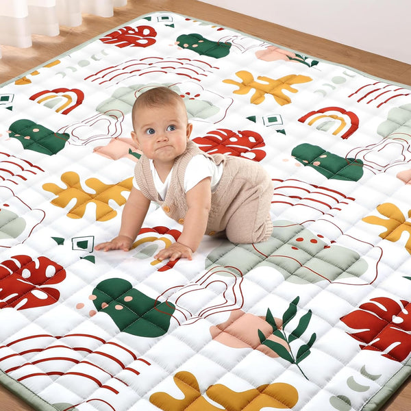 Percozzi Boho Baby Play Mat, ABC Alphabet, Words and Shapes Educational Learning