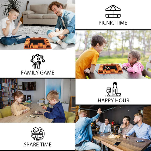 1-4 12 TooyBing Upgraded Players Shut The Box Dice Game, Wooden Board Table Family Game for Kids and Adults with Dice