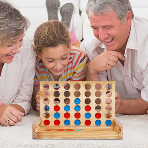Glintoper Classic Wood Shut The Box & 4 in a Row Tables Game Set, Rustic Coffee Table Decor for Kids Family