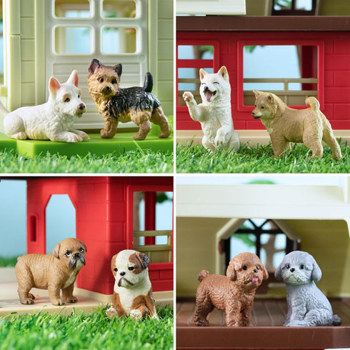 12PCS Realistic Dog Figurines, Hand Painted Tiny Puppy Animals Toy, Dog Cake Topper Gift for Kids & Toddlers