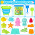 Set 3-10 Collapsible Beach Toys for Kids Toddlers, Foldable Sand Bucket and Shovels with Mesh Bag & Sand Castle