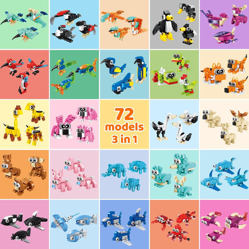 24 Pack Set, 6 8 10 12 Mini Animals Easter Building Block Toy Stocking Stuffers Classroom Prizes Goodie Bags Fillers