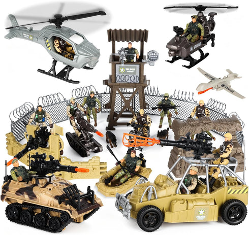 Army Toys, Kids Military Battle Playset with Army Men Action Figures, Army