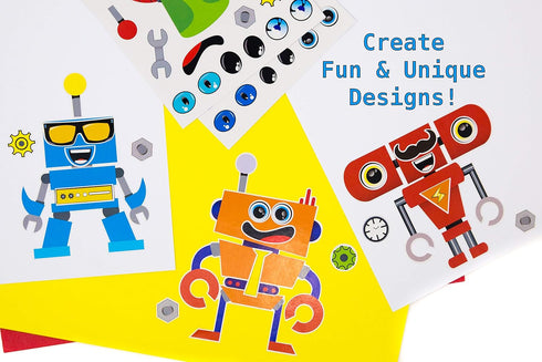 24 Make A Robot Stickers for Kids - Fun Craft Project and Birthday Party Favors for Children 3+
