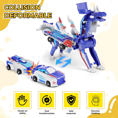 dahom Toy,2 Collision Transforming Dinosaur Car Magnetic Cars Transform into Dinosaur Toys for Kids,Boys,Girl,Toddler