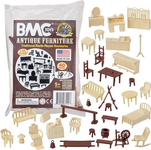 BMC Toys BMC Classic Marx Antique Furniture - 36pc Dollhouse Plastic Playset Accessories