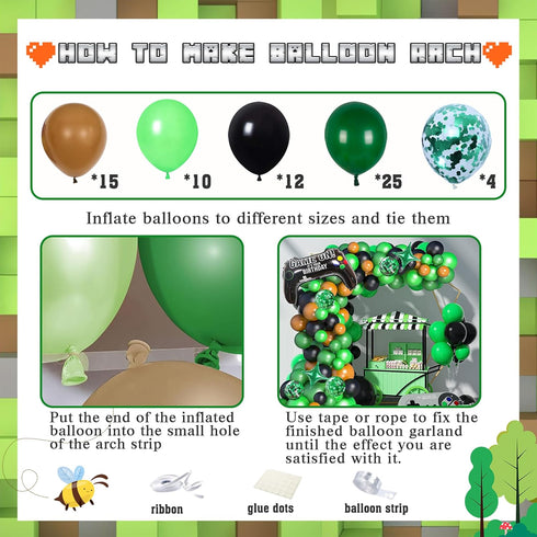 Video Game Birthday Party Balloon Arch Kit - Green Video Game Controller Balloons for Kids Boy Game Birthday Decorations