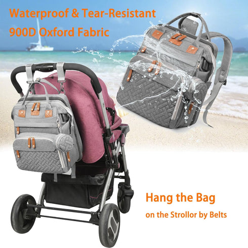 Baby Diaper Bags with Changing Station, Waterproof Backpack for Moms Dads with USB Charging Port