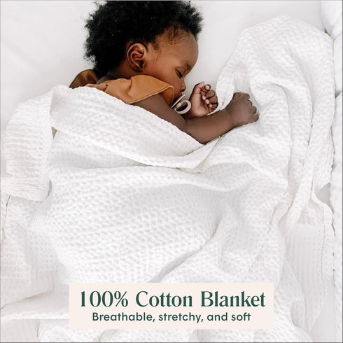 Simka Rose Waffle Baby Blanket Cotton Soft Breathable Swaddle Blanket for Nursery, Stroller & Crib Blanket - Receiving