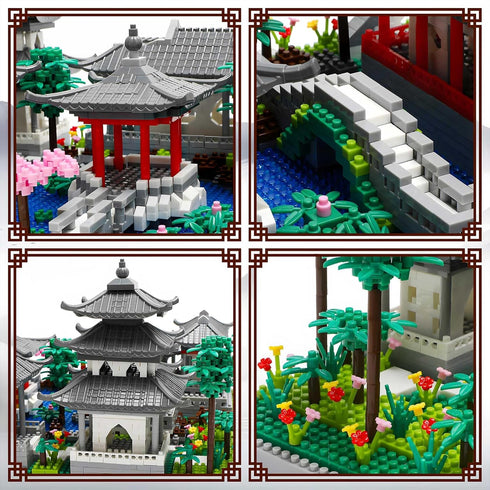 Mini Chinese Architecture of Suzhou Garden - Cherry Blossom Tree Building Blocks Set for Adults, 3888 Pcs