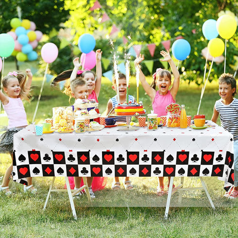 Lecpeting 2 Pcs Casino Tablecloth, Plastic Table Covers 87 x 51 Inches for Poker Birthday Party Supplies