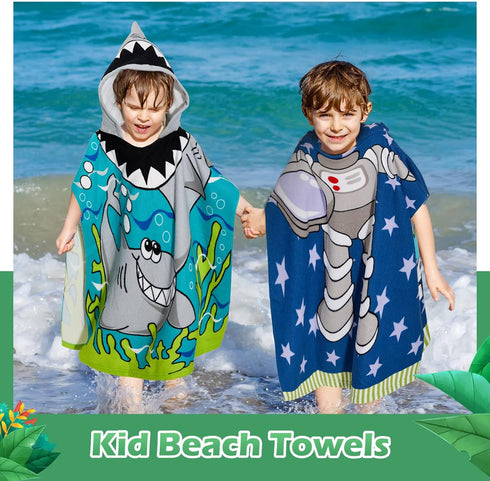 3 Pack Baby(47 24 Inch,Shark, Chumia Kids Hooded Beach Poncho Towels Toddler Swim Pool Bath Towels with Hood Thicker