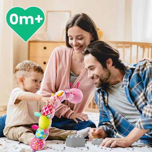 Infant Baby Musical Stuffed Animal Toys for 0-3-6-12 Months, Multi Sensory Toys with Crinkle and Rattles (Caterpillar,
