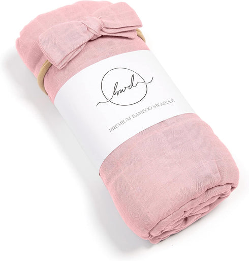 Baby Want Designs Neutral Swaddles - 47x47 Inches, 70% Viscose from Bamboo & 30% Organic Cotton (Dusty Rose)