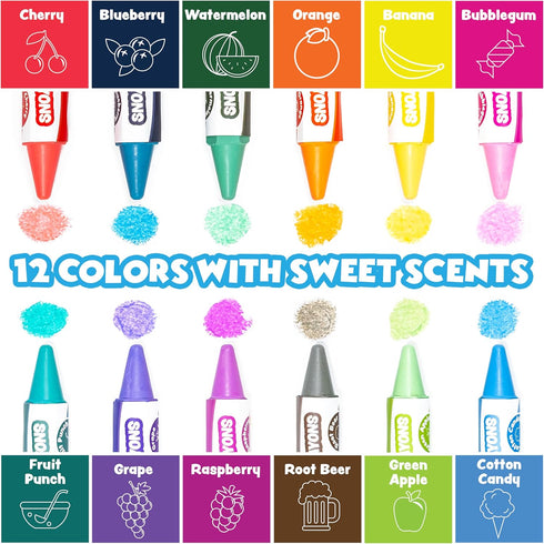 12 Pack Tub Works Sweet Scents Smooth Bath Crayons Bath Toy, | Nontoxic, Washable Bath Crayons for Toddlers & Kids |