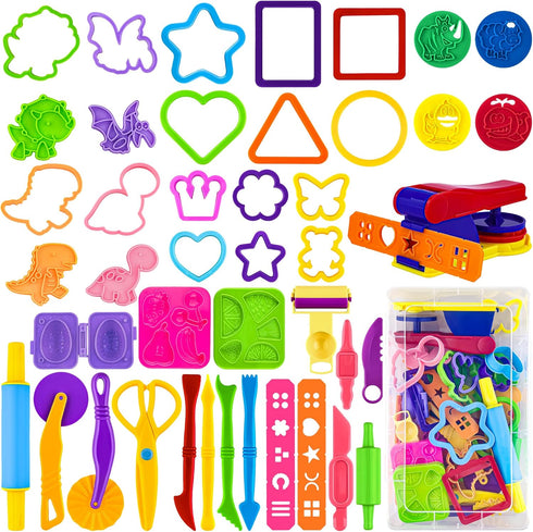 Dough Play Tools Set for Kids 44 PCS Dough Accessories with Scissors