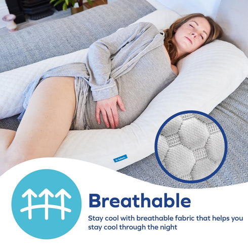 Talbot's Dr. Mom's Pregnancy Pillow - Stay Cool U-Shaped Pillow for Pregnant Women