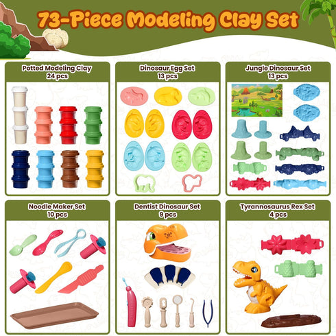 Merimon Sets, Set, Set, 3+ (5 1-73 Dinosaur Color Dough Includes Dino Dentist Play Tyrannosaurus Rex Jungle Dinosaur