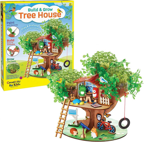 Creativity for Kids Build and Grow Tree House Craft Kit - Treehouse Playset Toy for Boys and Girls