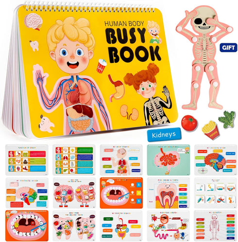 Freebear Montessori Busy Book for Kids, Human Body Anatomy Book for Toddlers, Preschool Learning Activities, Autism Toys