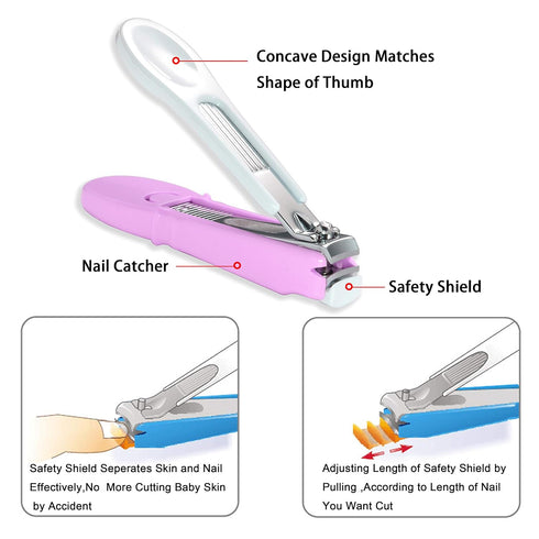 Trimmer PAFASON Baby Safety Nail Clipper Cutter with Nail Catcher and Baby Glass Nail File, Czech Float Glass