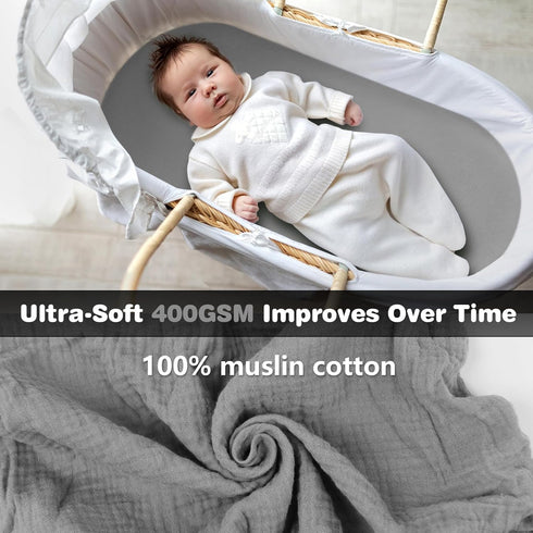 Vruelia 3 Pack, 28x14 33x18, Muslin Bassinet Sheets Cotton Bassinet Sheets for Baby Girl and Boy, Breathable Bedside