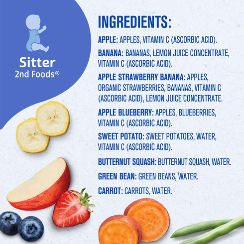 2nd Pack, 8 (Pack 32) Gerber Baby Foods Foods Variety Natural for Baby, Fruit & Veggie Favorites, Ounce