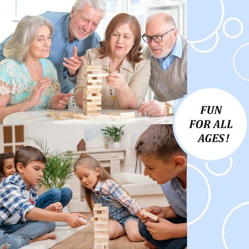 Number 1 in Gadgets 48 Timber Tower Wood Block Stacking Game, Piece Classic Wooden Blocks for Building, Toppling